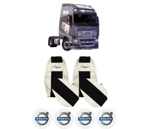 Set Huse Scaune Camion Tir VOLVO FH16 II din 2012-2014, Auto, Model ELEGANCE S, Culoare Sampanie, 4x Stickere auto cu VOLVO