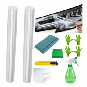 Set Kit montaj folie oraguard protectie faruri - compatibil cu orice tip de autoturism - include 2 folii, cutter, racleta, spray pulverizator, laveta, manusi accesorii pentru autoturismul tau - masina v103256