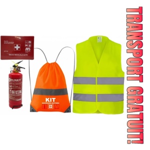 Set Kit siguranta auto OMOLOGAT RAR cu saculet compact ce contine - Stingator cu manometru P1 1kg, Trusa Medicala , Vesta Reflectorizanta, Breloc Cadou CHEVROLET. Compatibilitate cu orice autoturism