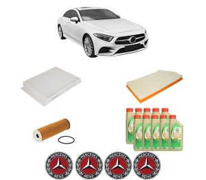 Set Pachet filtre revizie Bosch, 10 litrii ulei Castrol 5W30 MERCEDES-BENZ CLS (C257) CLS 450 EQ Boost 4-matic (257.359) din 2017, 4x Stickere auto cu MERCEDES-BENZ - Img 2