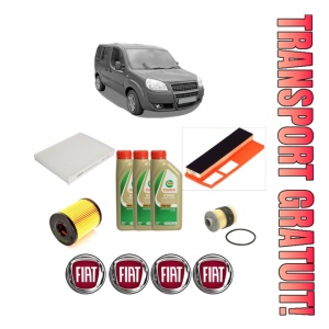 Set Pachet filtre revizie Bosch, 3 litrii ulei Castrol 5W40 FIAT DOBLO MPV (119_, 223_) 1.3 JTD 16V din 2004-2005, 4x Stickere auto cu FIAT