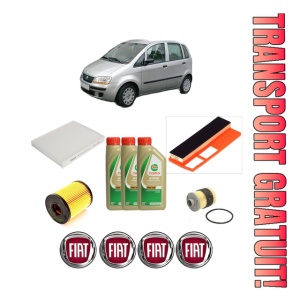 Set Pachet filtre revizie Bosch, 3 litrii ulei Castrol 5W40 FIAT IDEA Van (350_) JTD Multijet (350BXB1A) din 2004-2011, 4x Stickere auto cu FIAT