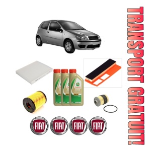 Set Pachet filtre revizie Bosch, 3 litrii ulei Castrol 5W40 FIAT PUNTO (188_) 1.3 JTD 16V din 2003-2012, 4x Stickere auto cu FIAT
