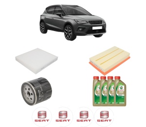Set Pachet filtre revizie Bosch, 4 litrii ulei Castrol 0W20 SEAT ARONA (KJ7, KJP) 1.0 TSI din 2020, 4x Stickere auto cu SEAT - Img 2