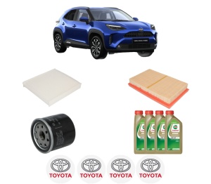 Set Pachet filtre revizie Bosch, 4 litrii ulei Castrol 0W20 TOYOTA YARIS CROSS (MXP_) 1.5 (MXPB10) din 2020, 4x Stickere auto cu TOYOTA - Img 2