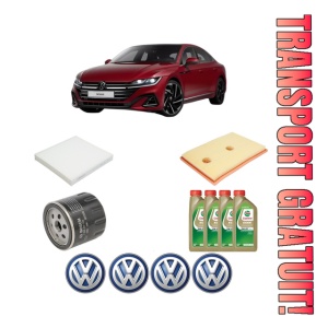 Set Pachet filtre revizie Bosch, 4 litrii ulei Castrol 0W20 Volkswagen ARTEON (3H7, 3H8) 1.4 eHybrid din 2020, 4x Stickere auto cu Volkswagen
