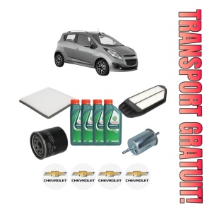 Set Pachet filtre revizie Bosch, 4 litrii ulei Castrol 10W40 CHEVROLET SPARK (M300) 1.0 LPG din 2010, 4x Stickere auto cu CHEVROLET