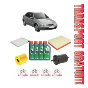 Set Pachet filtre revizie Bosch, 4 litrii ulei Castrol 10W40 CITROEN XSARA (N1) 1.6 16V din 2000-2005, 4x Stickere auto cu CITROEN