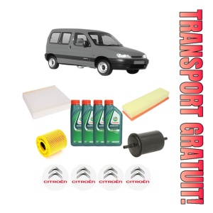 Set Pachet filtre revizie Bosch, 4 litrii ulei Castrol 10W40 CITROEN BERLINGO / BERLINGO FIRST MPV (MF_, GJK_, GFK_) 1.6 16V (MFNFU) din 2000-2011, 4x Stickere auto cu CITROEN