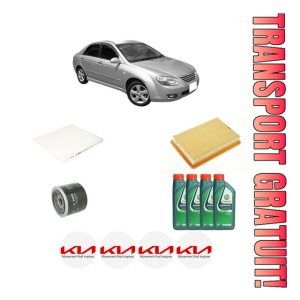 Set Pachet filtre revizie Bosch, 4 litrii ulei Castrol 10W40 KIA CERATO I Saloon (LD) 1.6 din 2004-2009, 4x Stickere auto cu KIA