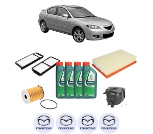Set Pachet filtre revizie Bosch, 4 litrii ulei Castrol 10W40 MAZDA 3 Saloon (BK) 1.6 DI Turbo (BK12Y) din 2004-2009, 4x Stickere auto cu MAZDA - Img 2