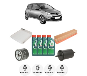 Set Pachet filtre revizie Bosch, 4 litrii ulei Castrol 10W40 RENAULT TWINGO II (CN0_) 1.2 16V (CN04, CN0B) din 2007-2014, 4x Stickere auto cu RENAULT - Img 2