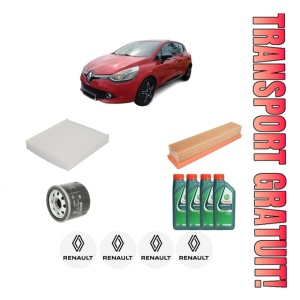Set Pachet filtre revizie Bosch, 4 litrii ulei Castrol 10W40 RENAULT CLIO IV (BH_) 1.2 LPG 16V din 2012-2015, 4x Stickere auto cu RENAULT