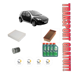 Set Pachet filtre revizie Bosch, 4 litrii ulei Castrol 10W40 SMART FORFOUR (454) 1.1 (454.033) din 2005-2006, 4x Stickere auto cu SMART