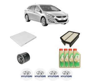 Set Pachet filtre revizie Bosch, 4 litrii ulei Castrol 5W30 HYUNDAI i40 I CW (VF) 1.6 GDI din 2011-2019, 4x Stickere auto cu HYUNDAI - Img 2