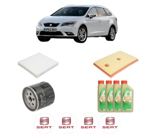Set Pachet filtre revizie Bosch, 4 litrii ulei Castrol 5W30 SEAT LEON ST Estate Van (5F8) 1.4 TSI din 2014-2020, 4x Stickere auto cu SEAT - Img 2