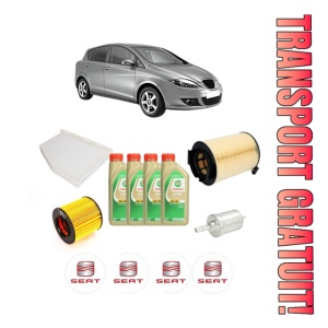 Set Pachet filtre revizie Bosch, 4 litrii ulei Castrol 5W30 SEAT TOLEDO III (5P2) 1.4 TSI din 2007-2009, 4x Stickere auto cu SEAT