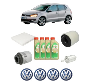 Set Pachet filtre revizie Bosch, 4 litrii ulei Castrol 5W30 Volkswagen POLO Van V (6R1, 6C1) 1.2 TSi din 2011-2014, 4x Stickere auto cu Volkswagen - Img 2