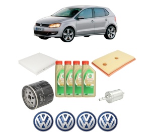 Set Pachet filtre revizie Bosch, 4 litrii ulei Castrol 5W30 Volkswagen POLO Van V (6R1, 6C1) 1.2 TSI din 2014-2017, 4x Stickere auto cu Volkswagen - Img 2