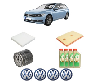 Set Pachet filtre revizie Bosch, 4 litrii ulei Castrol 5W30 Volkswagen PASSAT B8 Variant (3G5, CB5) 1.4 TSI din 2014-2018, 4x Stickere auto cu Volkswagen - Img 2