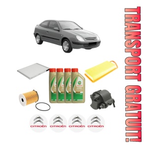 Set Pachet filtre revizie Bosch, 4 litrii ulei Castrol 5W40 CITROEN XSARA Coupe (N0) 1.4 HDi din 2003-2005, 4x Stickere auto cu CITROEN