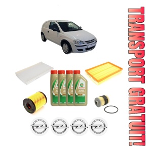Set Pachet filtre revizie Bosch, 4 litrii ulei Castrol 5W40 OPEL CORSA C Hatchback Van (X01) 1.3 CDTI 16V (F08, W5L) din 2005-2006, 4x Stickere auto cu OPEL