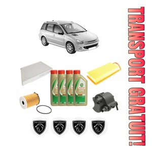 Set Pachet filtre revizie Bosch, 4 litrii ulei Castrol 5W40 PEUGEOT 206 SW (2E/K) 1.4 HDi din 2002-2007, 4x Stickere auto cu PEUGEOT