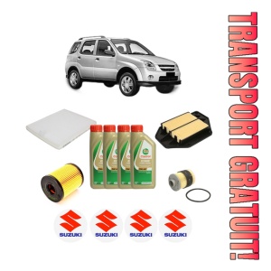 Set Pachet filtre revizie Bosch, 4 litrii ulei Castrol 5W40 SUZUKI IGNIS II (MH) 1.3 DDiS (RM413D) din 2003, 4x Stickere auto cu SUZUKI