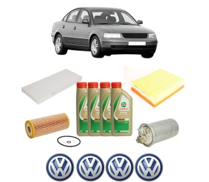 Set Pachet filtre revizie Bosch, 4 litrii ulei Castrol 5W40 Volkswagen PASSAT B5 (3B2) 1.9 TDI din 2000, 4x Stickere auto cu Volkswagen - Img 2