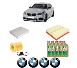 Set Pachet filtre revizie Bosch, 5 litrii ulei Castrol 0W20 BMW Seria 2 Coupe (F22, F87) 228 i din 2014-2016, 4x Stickere auto cu BMW - Img 2