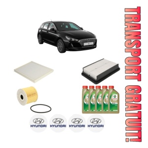 Set Pachet filtre revizie Bosch, 5 litrii ulei Castrol 0W20 HYUNDAI i30 (PDE, PD, PDEN) 1.6 CRDi hybrid 48V din 2020, 4x Stickere auto cu HYUNDAI