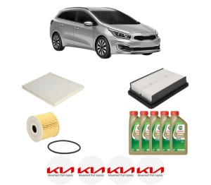 Set Pachet filtre revizie Bosch, 5 litrii ulei Castrol 0W20 KIA CEED Combi Van (CD) CRDi 115 din 2018, 4x Stickere auto cu KIA - Img 2