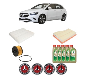 Set Pachet filtre revizie Bosch, 5 litrii ulei Castrol 0W20 MERCEDES-BENZ B-CLASS Sports Tourer (W247) B 250 e (247.086) din 2020, 4x Stickere auto cu MERCEDES-BENZ - Img 2