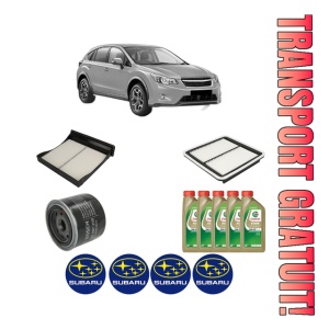 Set Pachet filtre revizie Bosch, 5 litrii ulei Castrol 0W20 SUBARU XV (_GP_) 2.0 i AWD (GP7, G33GP) din 2012-2017, 4x Stickere auto cu SUBARU