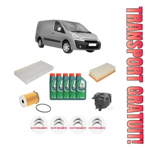 Set Pachet filtre revizie Bosch, 5 litrii ulei Castrol 10W40 CITROEN JUMPY II Van 1.6 HDi 90 16V din 2007-2016, 4x Stickere auto cu CITROEN