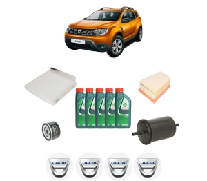 Set Pachet filtre revizie Bosch, 5 litrii ulei Castrol 10W40 DACIA DUSTER SUV Van 1.6 16V 4x4 din 2011, 4x Stickere auto cu DACIA - Img 2