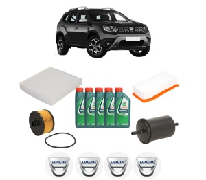 Set Pachet filtre revizie Bosch, 5 litrii ulei Castrol 10W40 DACIA DUSTER (HM_) 1.2 TCe 125 4x4 (HMMA) din 2017, 4x Stickere auto cu DACIA - Img 2