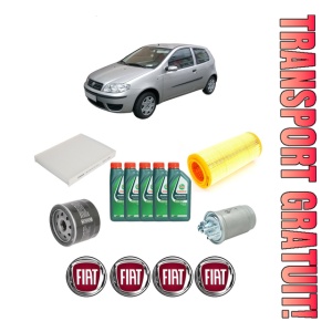 Set Pachet filtre revizie Bosch, 5 litrii ulei Castrol 10W40 FIAT PUNTO Hatchback Van (188_) 1.9 D 60 din 2000-2009, 4x Stickere auto cu FIAT