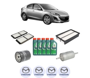 Set Pachet filtre revizie Bosch, 5 litrii ulei Castrol 10W40 MAZDA 3 Saloon (BL) 2.0 MZR (BL12, BLEFP) din 2009-2014, 4x Stickere auto cu MAZDA - Img 2