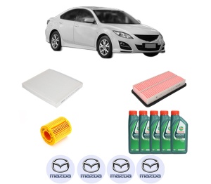 Set Pachet filtre revizie Bosch, 5 litrii ulei Castrol 10W40 MAZDA 6 Hatchback (GH) 1.8 MZR din 2007-2013, 4x Stickere auto cu MAZDA - Img 2