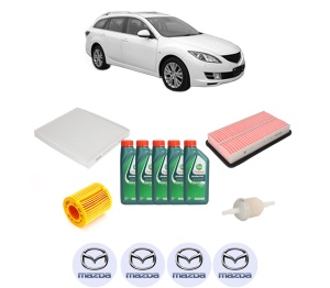 Set Pachet filtre revizie Bosch, 5 litrii ulei Castrol 10W40 MAZDA 6 Estate (GH) 1.8 MZR din 2008-2013, 4x Stickere auto cu MAZDA - Img 2