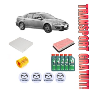 Set Pachet filtre revizie Bosch, 5 litrii ulei Castrol 10W40 MAZDA 6 Hatchback (GG) 2.0 (GGES) din 2002-2007, 4x Stickere auto cu MAZDA