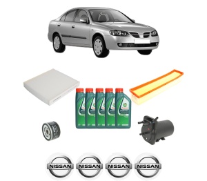 Set Pachet filtre revizie Bosch, 5 litrii ulei Castrol 10W40 NISSAN ALMERA II (N16) 1.5 dCi din 2003-2006, 4x Stickere auto cu NISSAN - Img 2