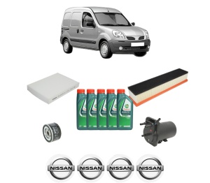Set Pachet filtre revizie Bosch, 5 litrii ulei Castrol 10W40 NISSAN KUBISTAR Van (X76) dCi 85 din 2006-2009, 4x Stickere auto cu NISSAN - Img 2