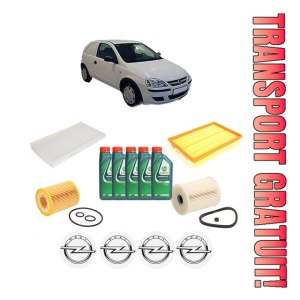 Set Pachet filtre revizie Bosch, 5 litrii ulei Castrol 10W40 OPEL CORSA C Hatchback Van (X01) 1.7 DI 16V (F08, W5L) din 2000-2003, 4x Stickere auto cu OPEL