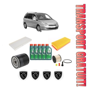 Set Pachet filtre revizie Bosch, 5 litrii ulei Castrol 10W40 PEUGEOT 807 (EB_) 2.0 HDi din 2002-2006, 4x Stickere auto cu PEUGEOT