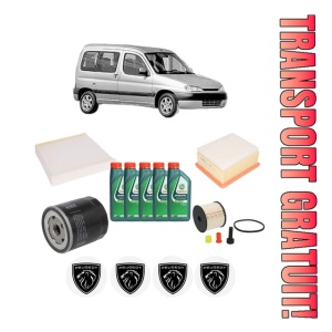 Set Pachet filtre revizie Bosch, 5 litrii ulei Castrol 10W40 PEUGEOT PARTNER MPV (5_, G_) 2.0 HDi 4x4 din 2004-2005, 4x Stickere auto cu PEUGEOT