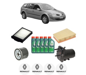 Set Pachet filtre revizie Bosch, 5 litrii ulei Castrol 10W40 RENAULT MEGANE II Estate Van (KM_) 1.5 dCi (KM02) din 2003-2009, 4x Stickere auto cu RENAULT - Img 2