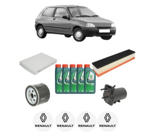 Set Pachet filtre revizie Bosch, 5 litrii ulei Castrol 10W40 RENAULT CLIO II Hatchback Van (SB0/1/2_) 1.5 dCi (SB3M) din 2005-2010, 4x Stickere auto cu RENAULT - Img 2