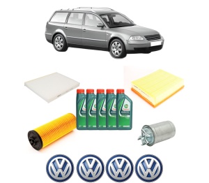 Set Pachet filtre revizie Bosch, 5 litrii ulei Castrol 10W40 Volkswagen PASSAT B5.5 Variant (3B6) 2.5 TDI din 2003-2005, 4x Stickere auto cu Volkswagen - Img 2